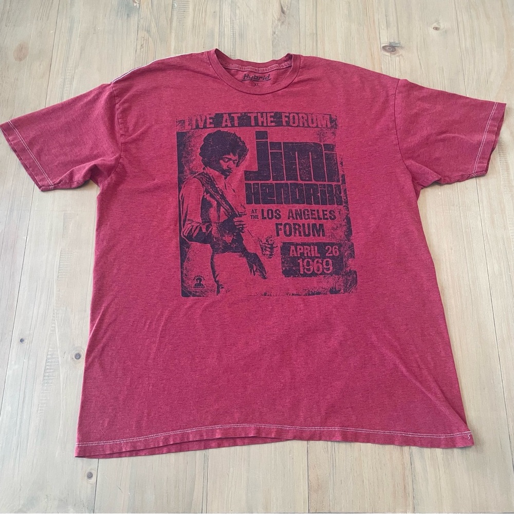 Hybrid Apparel Jimi Hendrix Graphic Tee Mens XL Los Angeles Forum Red T-Shirt